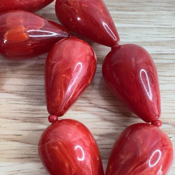 Vintage Marbled Red Bakelite Beaded Necklace 26 In 1940s 93 Grams - Picture 12 of 12